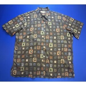 Tori Richard Mens 3XT Lawn Cotton Geometric Block Button Up Shirt Short Sleeve